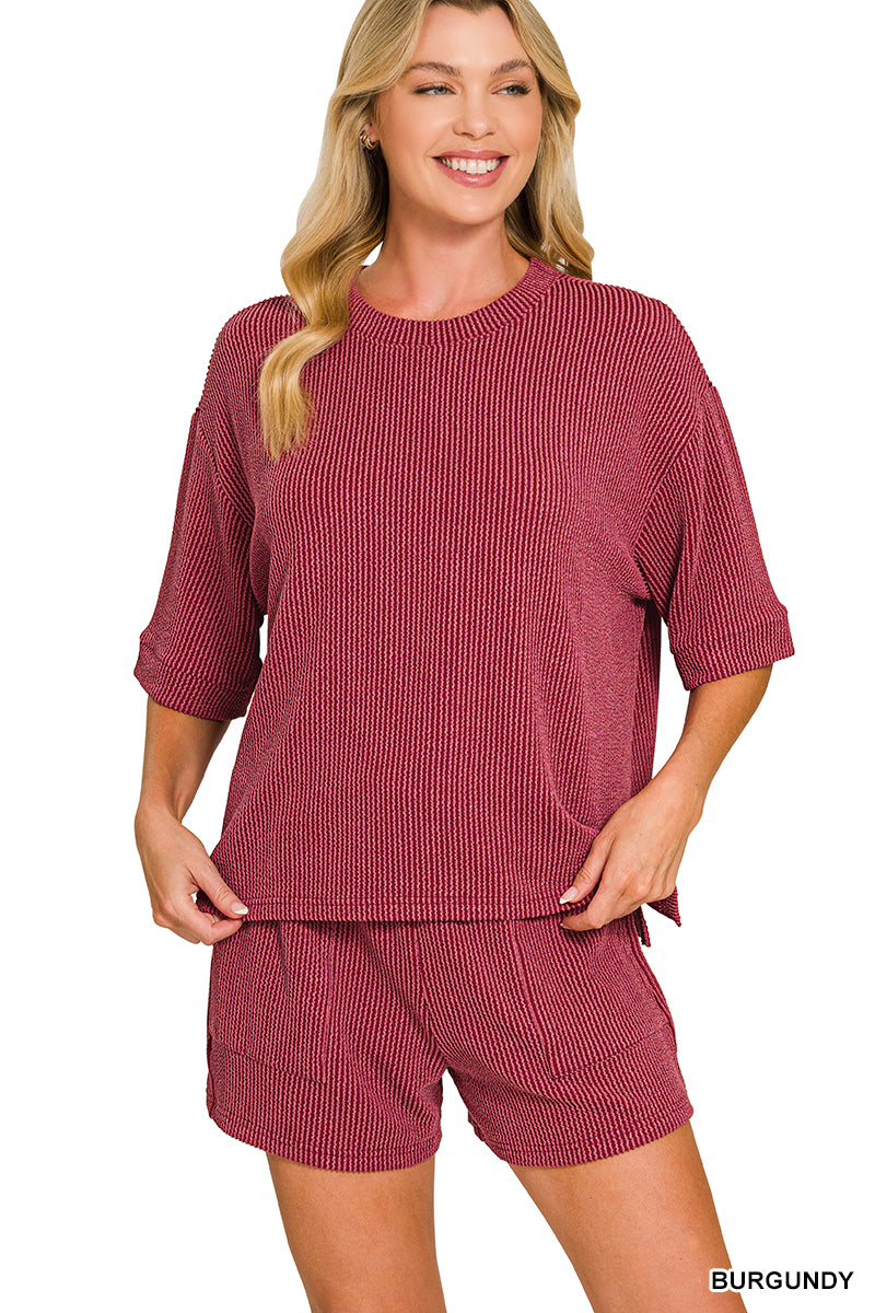 The Brynlee Short Set Burgundy