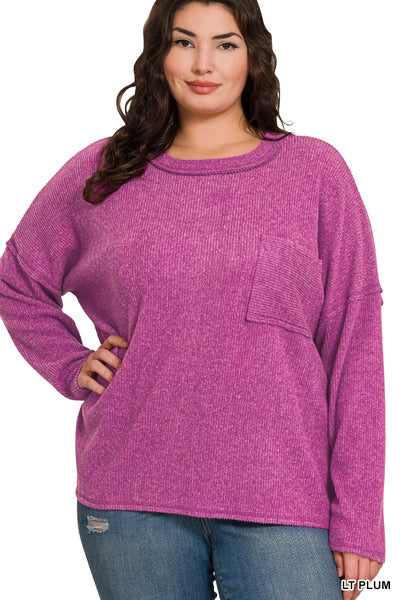 Ribbed Sweater Shirt Plum