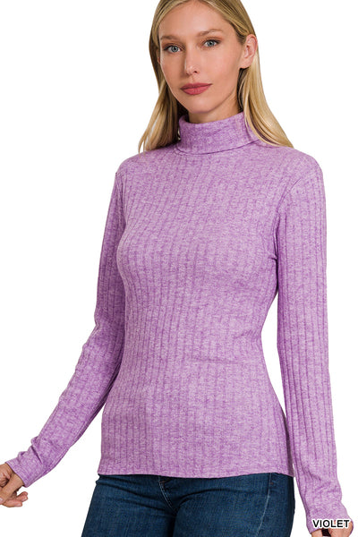 Ribbed Long Sleeve Turtleneck Violet