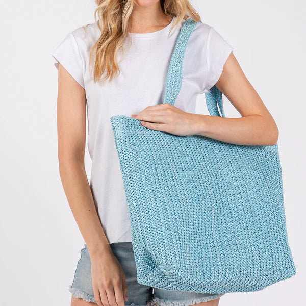 The Woven Tote Blue