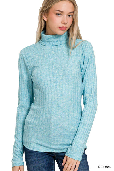 Ribbed Long Sleeve Turtleneck Teal
