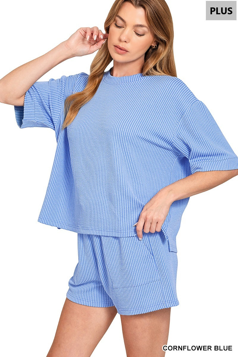 Brynlee Short Set Cornflower Blue Plus