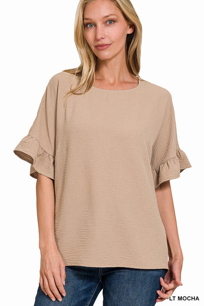 Ruffle Sleeve Top Mocha
