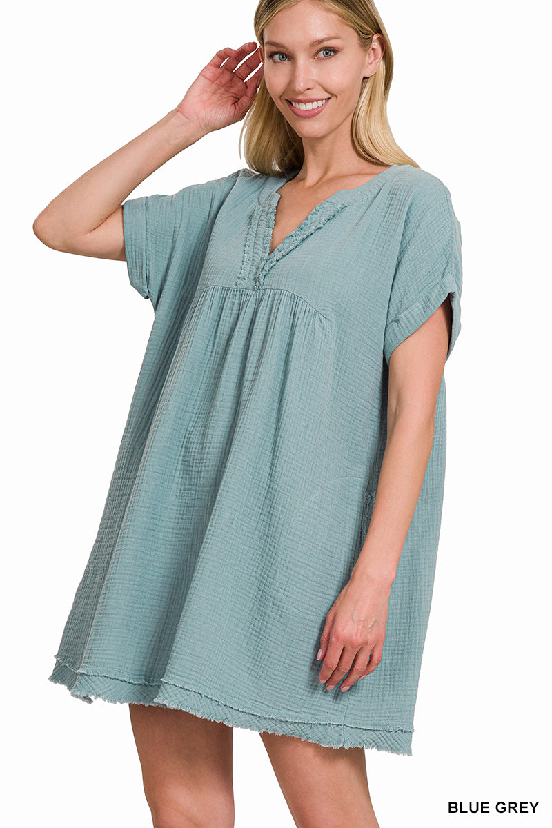 The Havana Dress Blue Grey