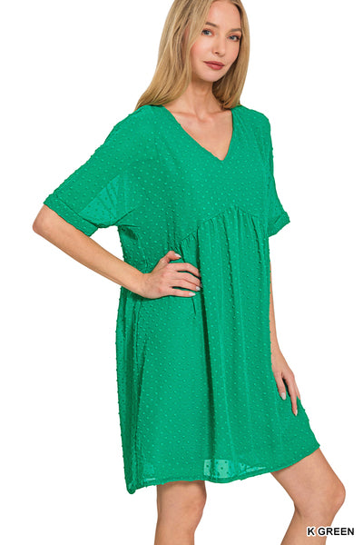 Swiss Dot Babydoll Dress Kelley Green The Bella Grace Boutique Swiss Dot Babydoll Dress Kelley Green The Bella Grace Boutique