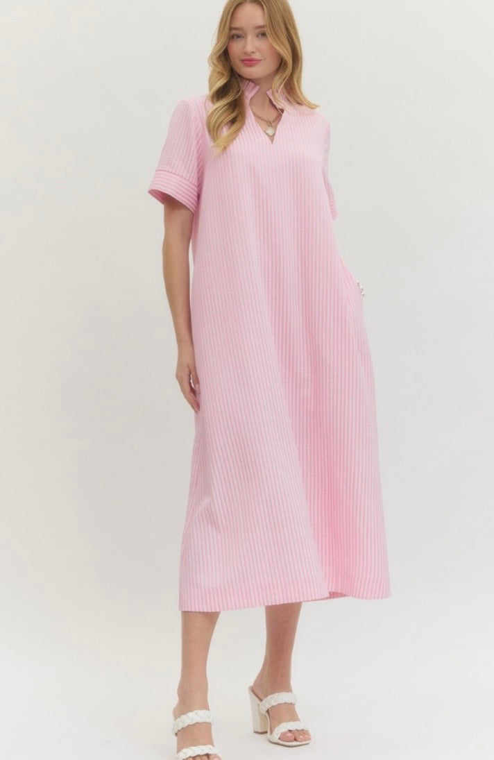 Simply Stripes Dress Pink