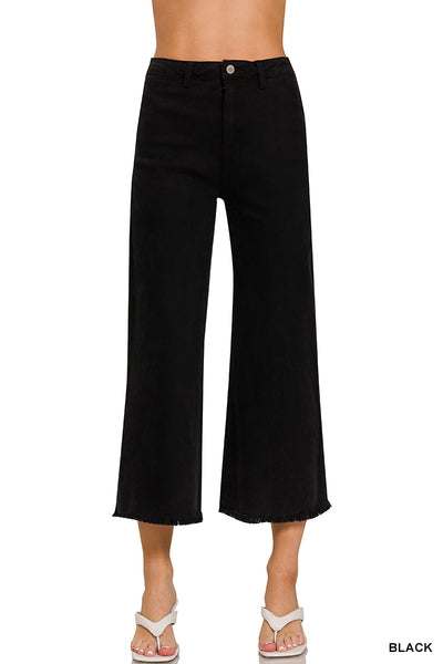 High Waist Fray Hem Black DMP-1854Y