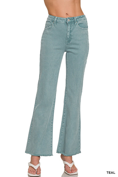 Acid Washed Fray Hem Teal