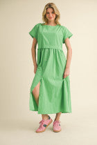 Cotton Poplin Midi Dress Apple Green