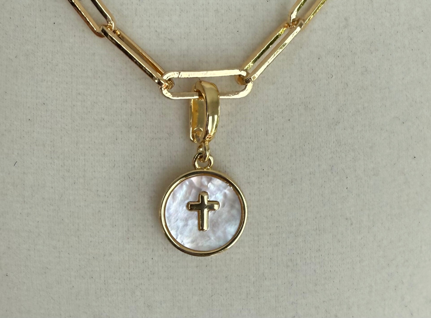 Cross Charm with Mother of Pearl
