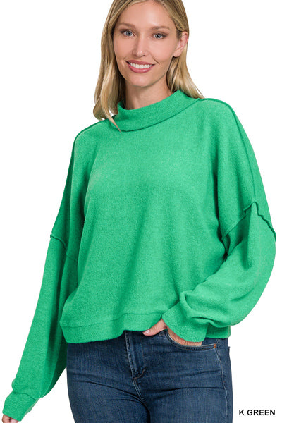 Cropped Hacci Sweater K Green