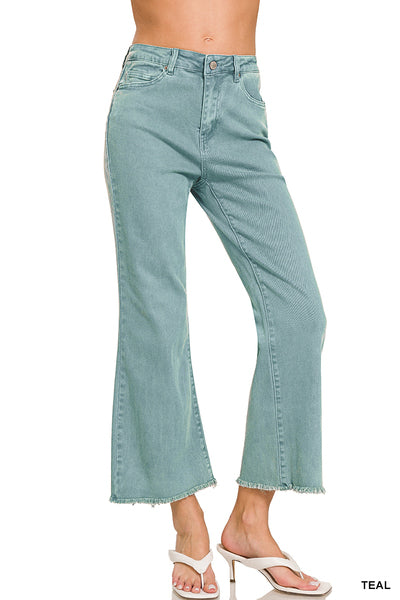 Acid Washed High Waist Bootcut Teal