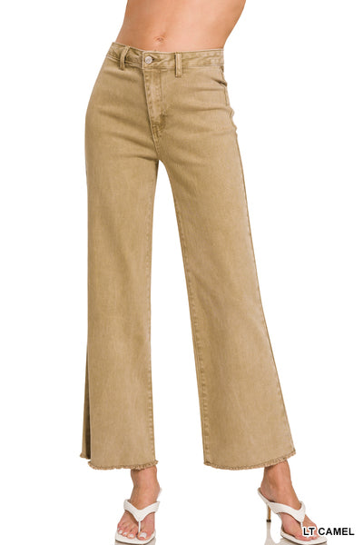 Acid Washed Fray Hem Deep Camel no pockets