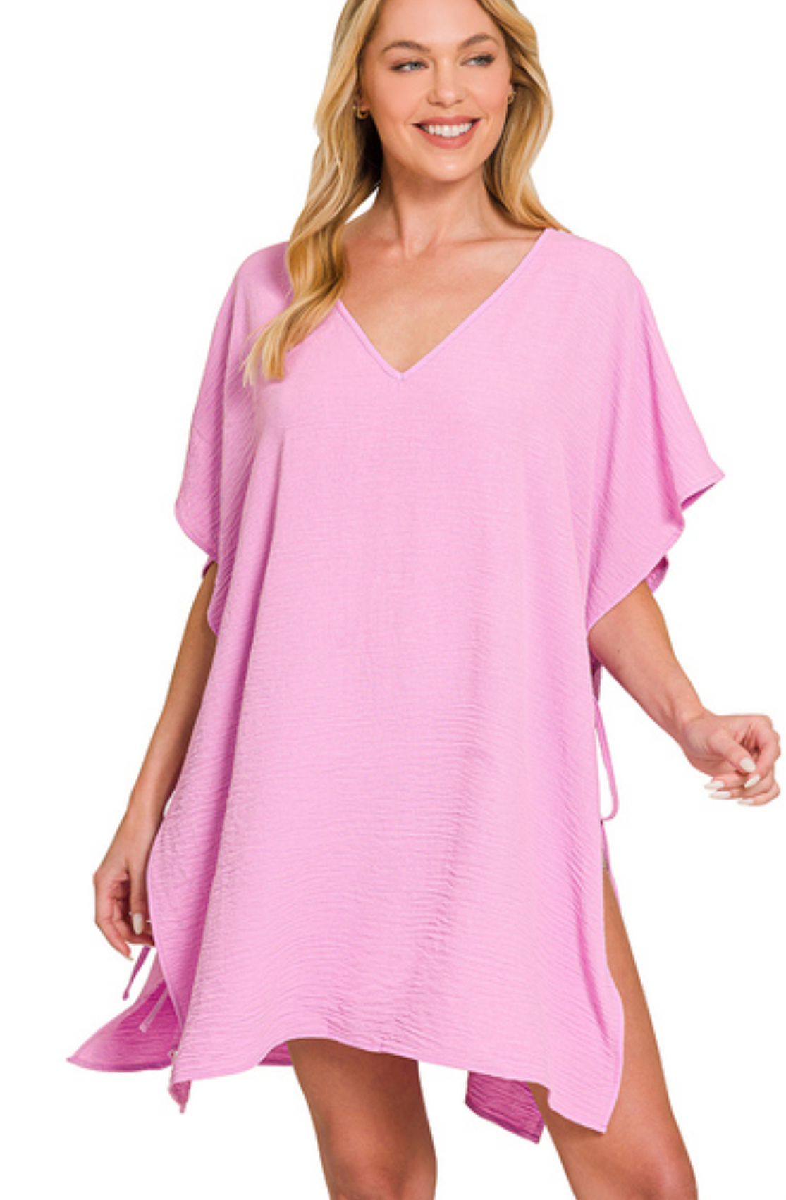Tie Side Cover Up Pink