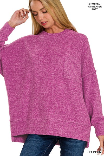 Brushed Melange Oversized Sweater Plum