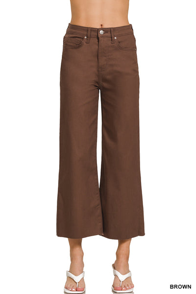 High Rise Flare Cropped Brown