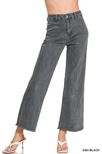 Acid Wash Fray Hem Ash Black no pockets