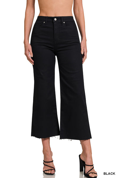 High Rise Flare Cropped Black