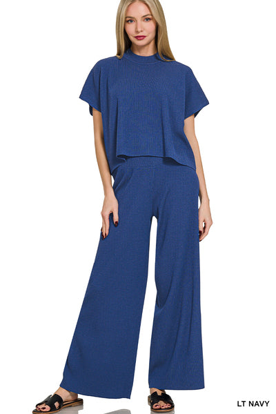 Viscose Short Sleeve Set Navy