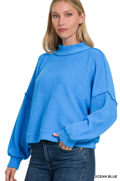 Cropped Hacci Sweater Blue