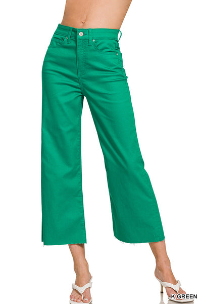 High Rise Flare Cropped Pants K Green