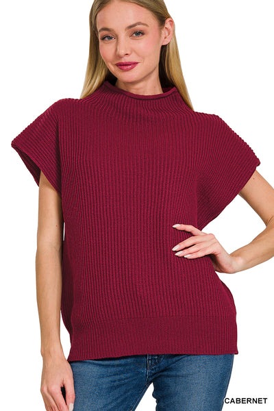 Power Shoulder Mock Neck Cabernet