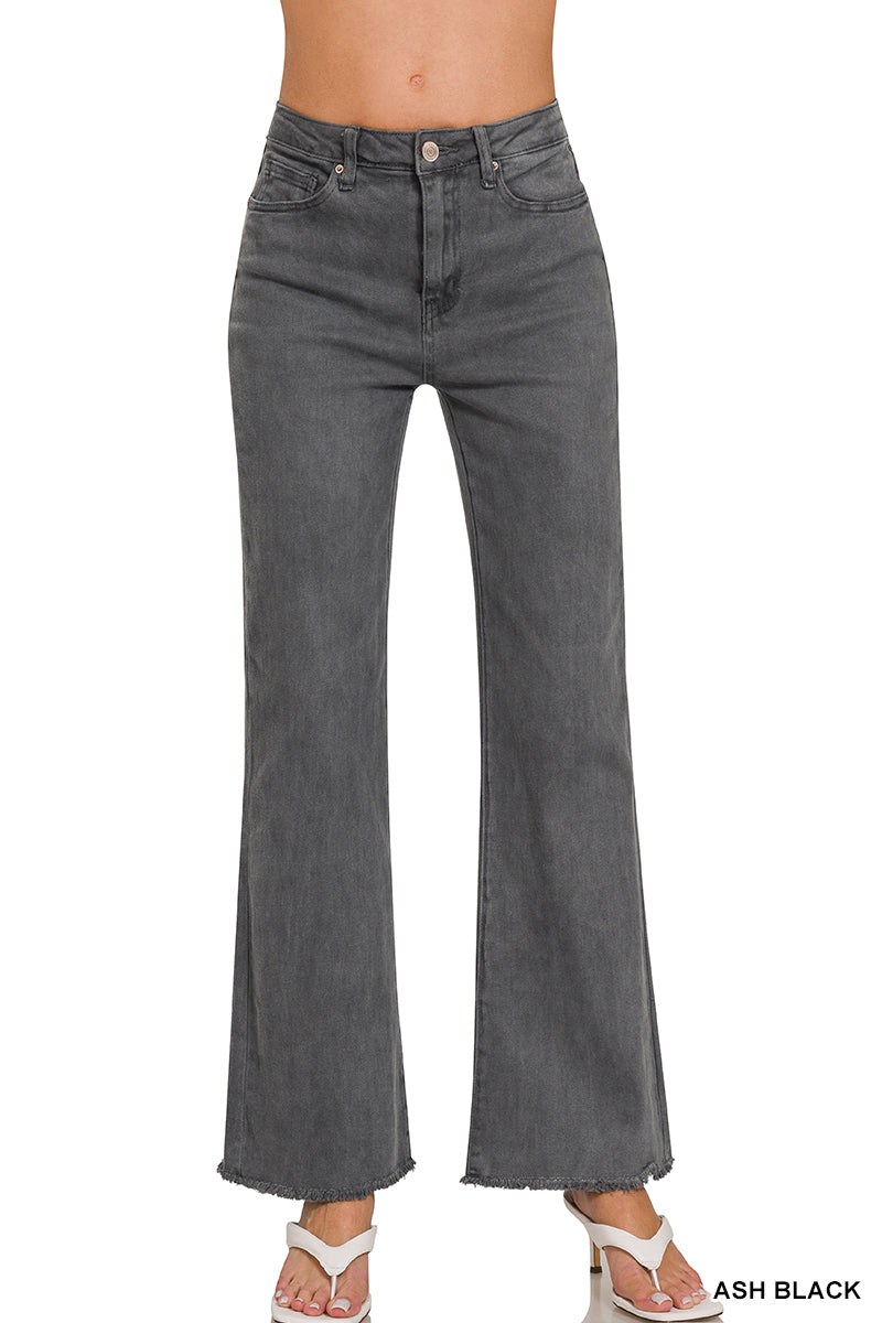 Acid Washed Fray Hem Ash Black
