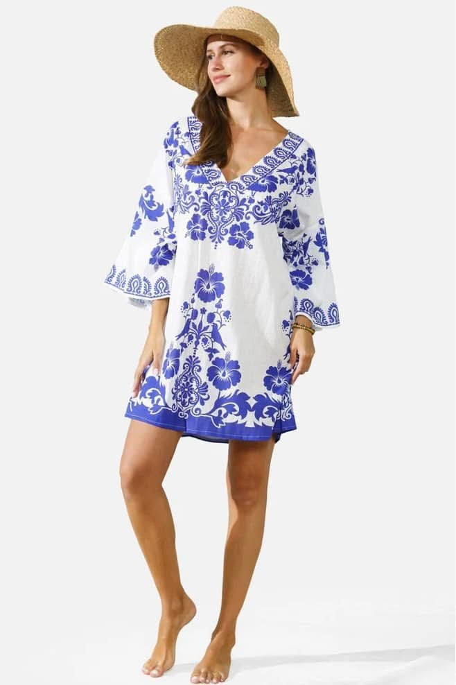 Blue and White Coverup