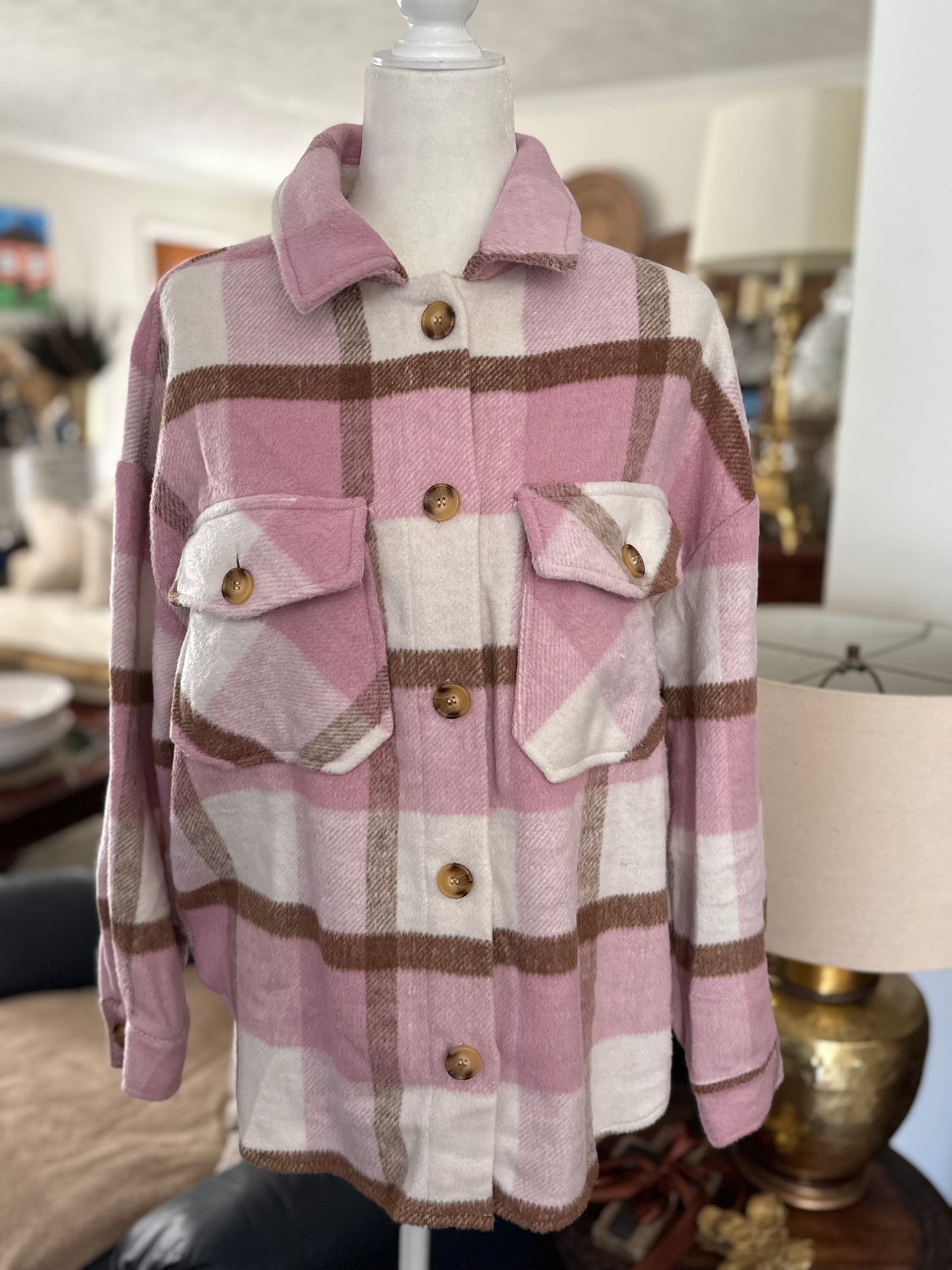 Pink/Taupe Button Down Jacket