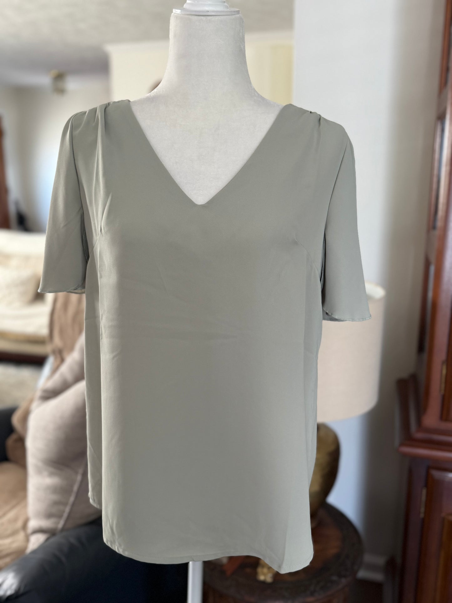 Sage Ruffle Short Sleeve