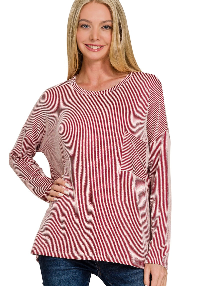 Red Ribbed Shirt
