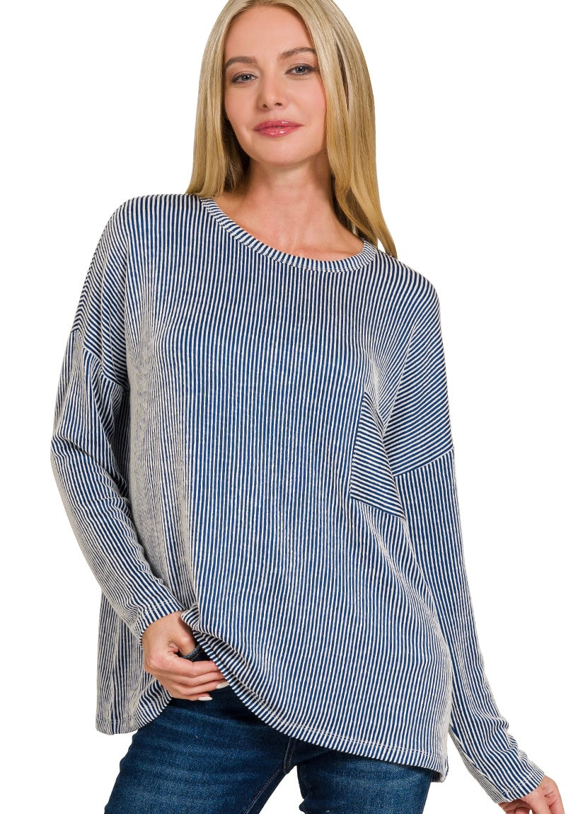 Navy Ribbed Shirt
