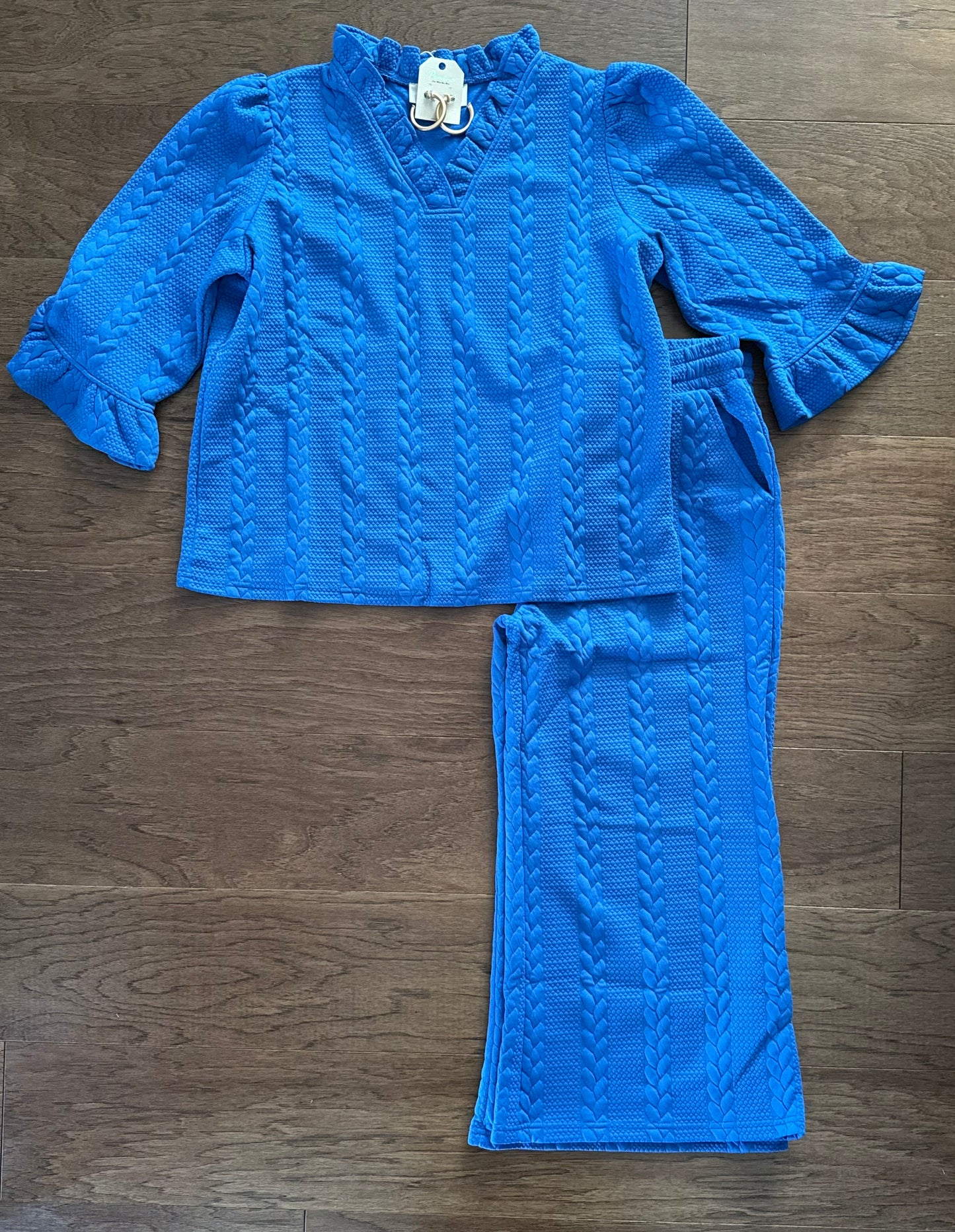 Textured Long Sleeve Blue Set VEVB