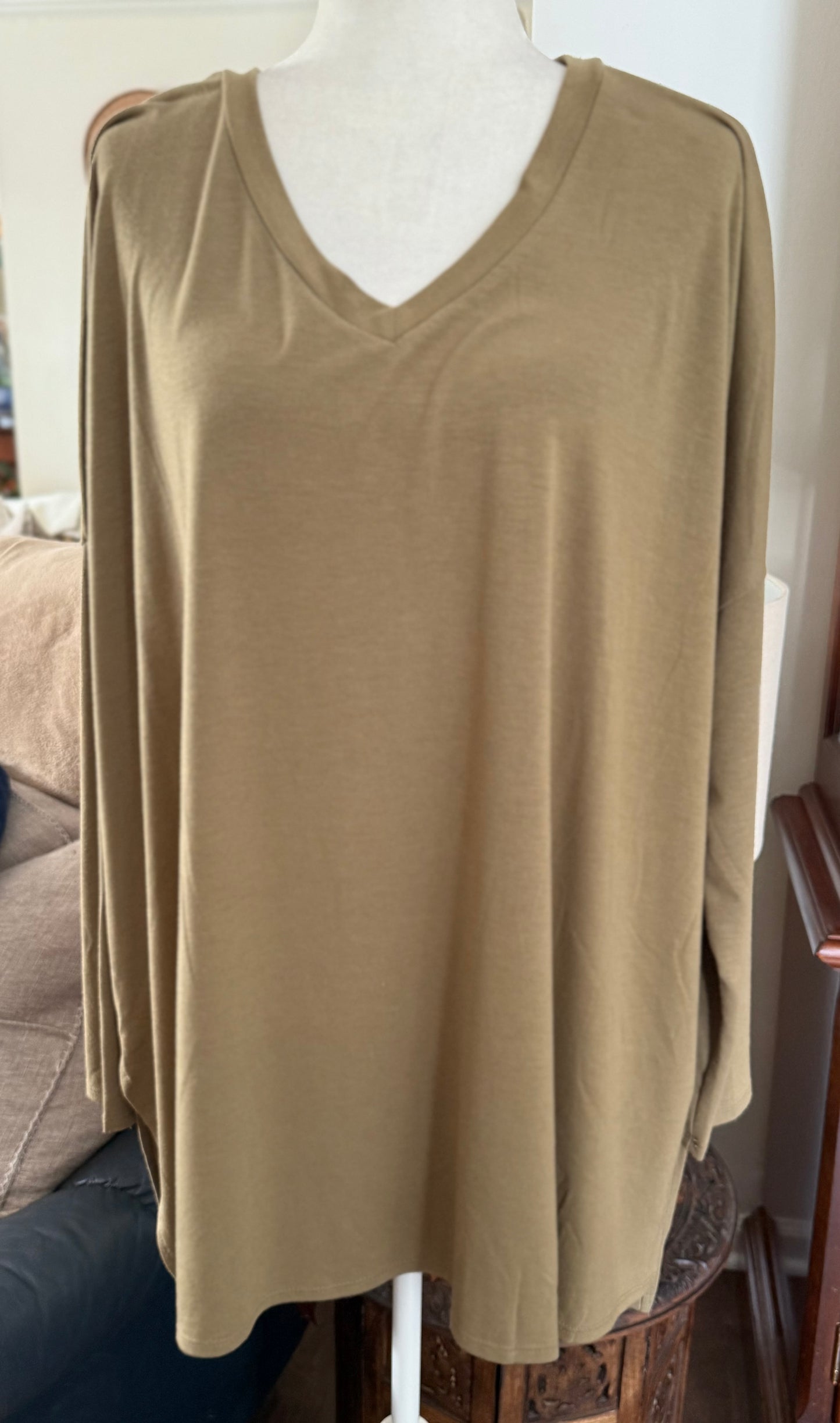 Khaki Top Split Hem