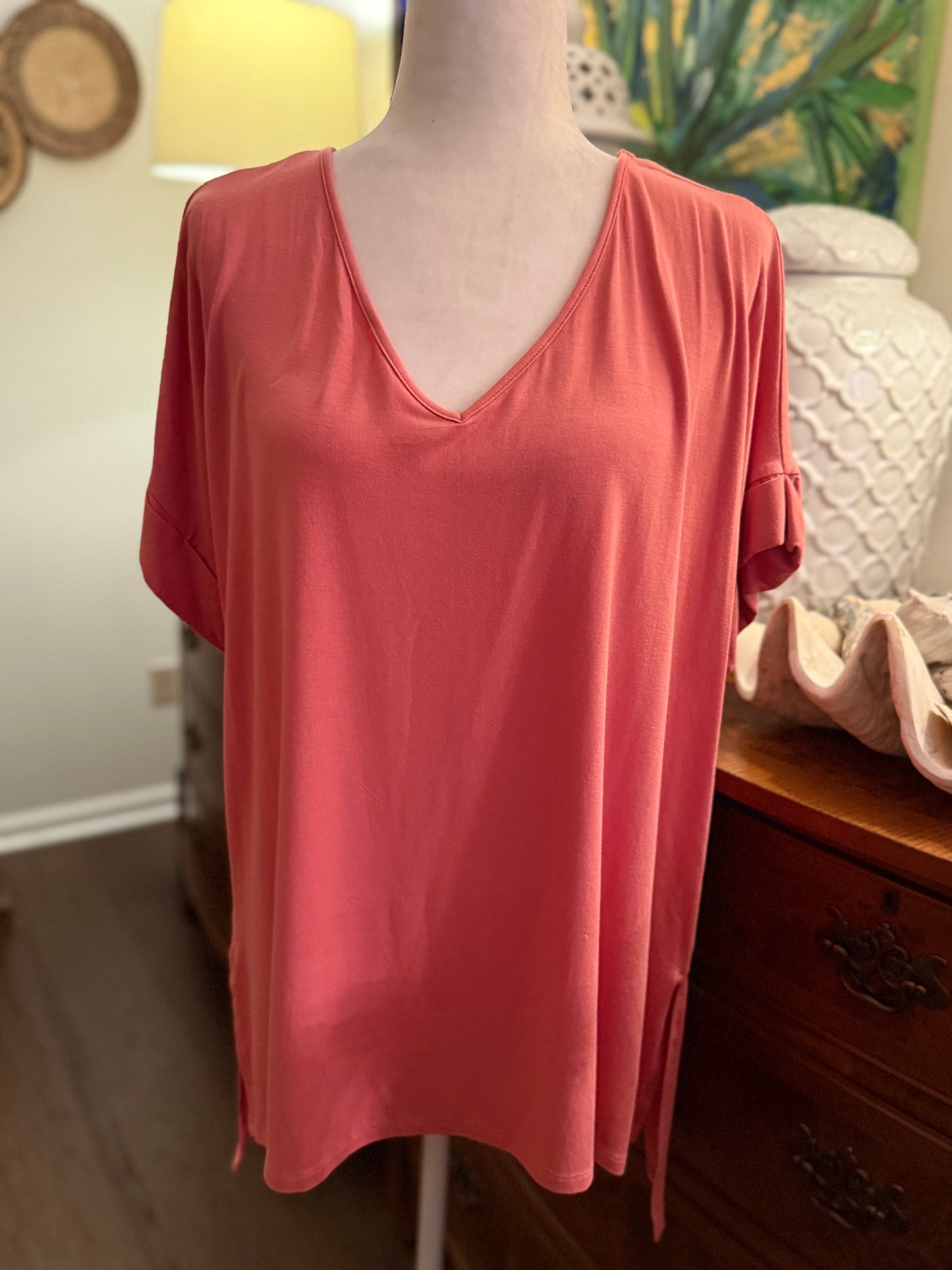 Rolled Sleeve Tee Rose