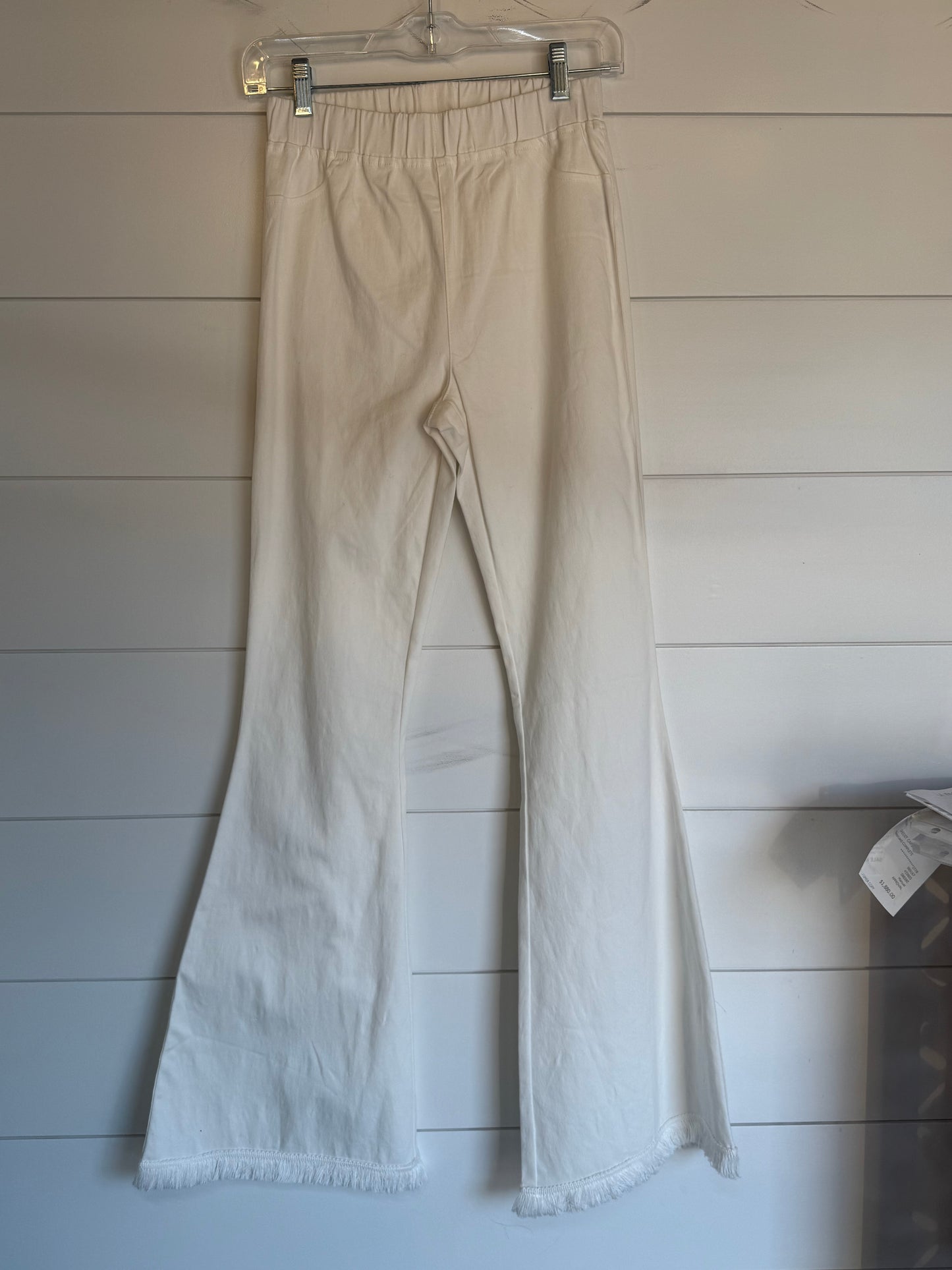 Flare Leg Raw Hem White Jeans