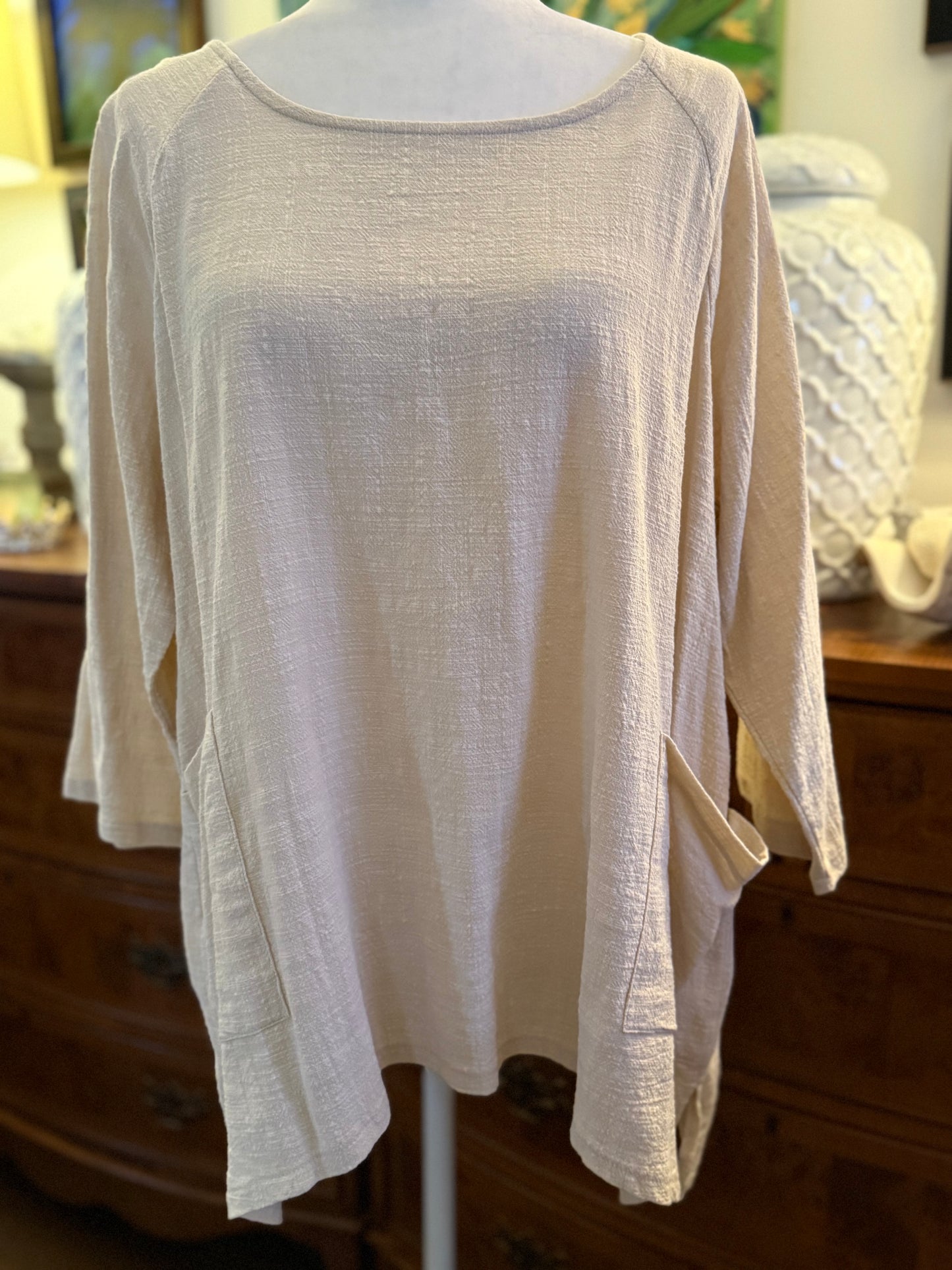 Linen High Low Hem Top