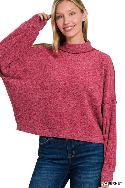 Cropped Hacci Sweater Cabernet
