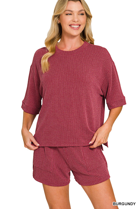 The Brynlee Short Set Burgundy