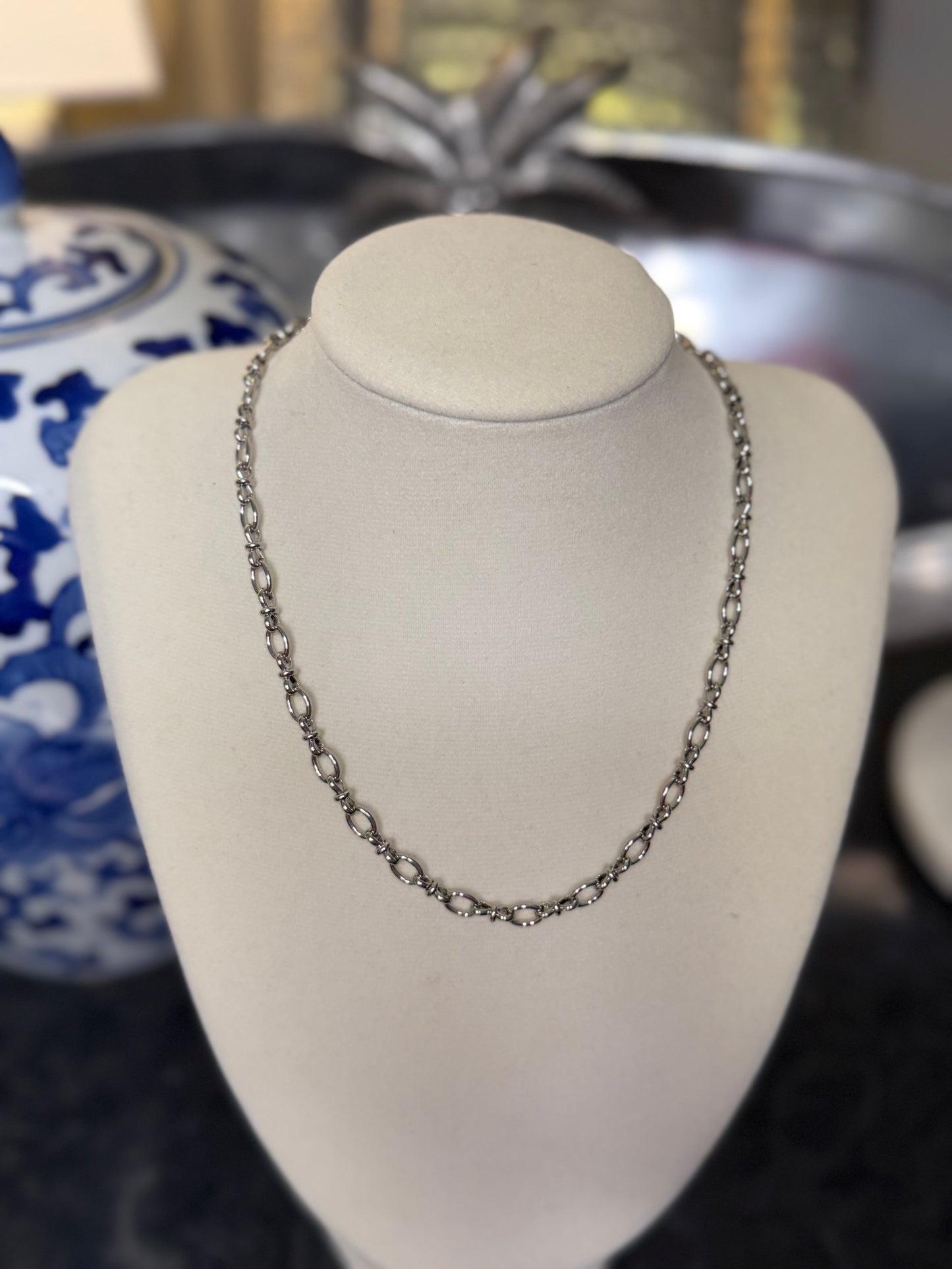 Silver Glam Necklace 18”
