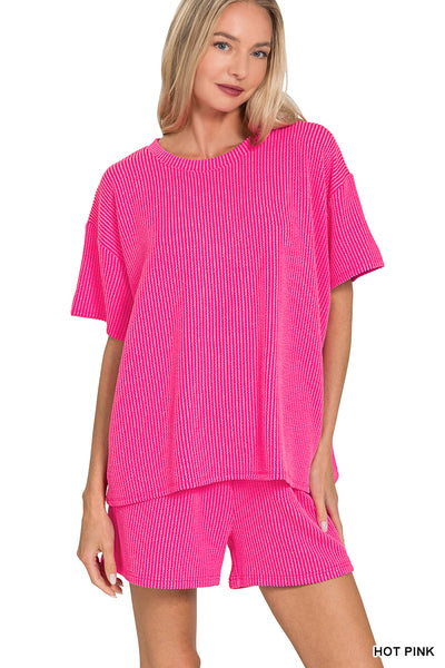 The Thea Short Set Hot Pink