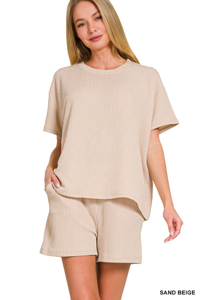 The Thea Short Set Sand Beige