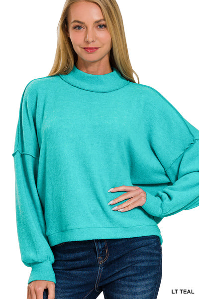 Cropped Hacci Sweater Teal