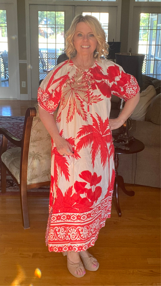 The Amoy Dress Red Mix