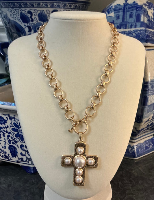 Cross  Necklace with Pearl
