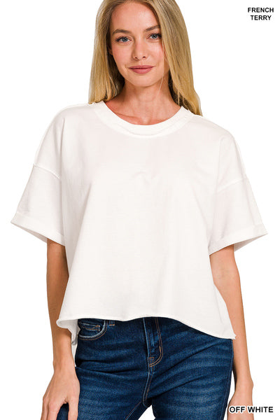 Cropped Off White Tee
