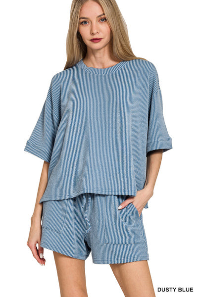 The Brynlee Short Set Dusty Blue