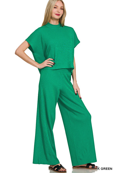 Viscose Short Sleeve Set Green