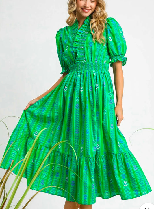 The Devyn Dress Green Mix