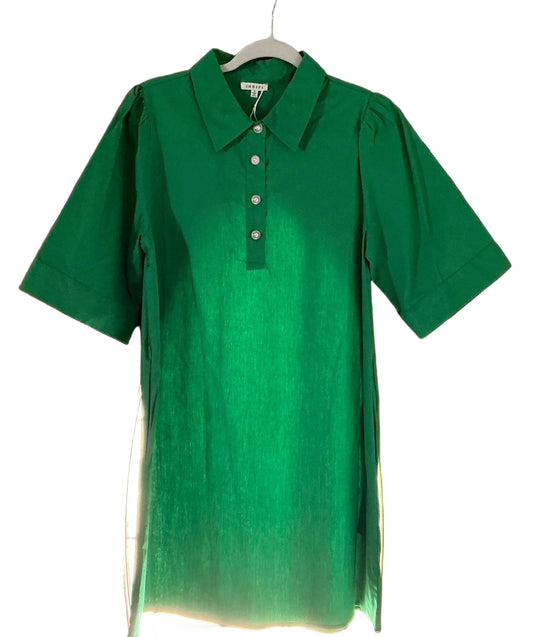 Green Dress with Pearl Buttons